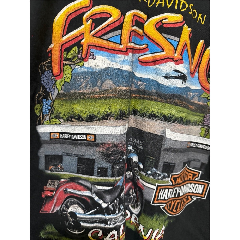 Vintage Harley Davidson Winged Motors Fresno CA Flame Long Sleeve Shirt 4XL - Picture 7 of 12